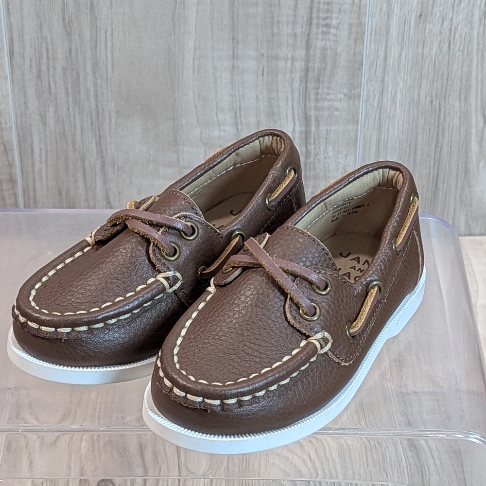 Janie and Jack Brown Leather Boat Shoes